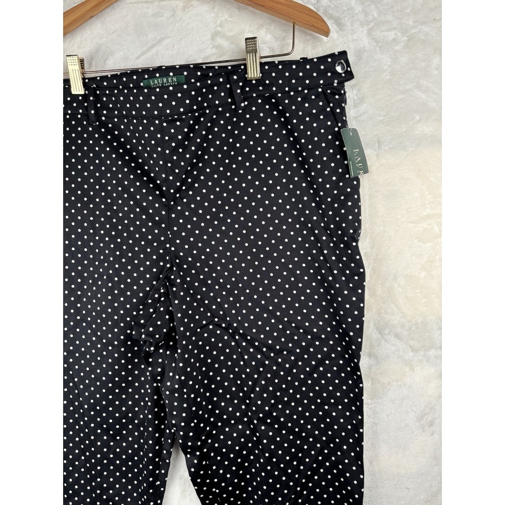 Lauren Ralph Lauren Womens Sz 16 Black/White Stretch Polka Dot Ankle Pants - Picture 3 of 16